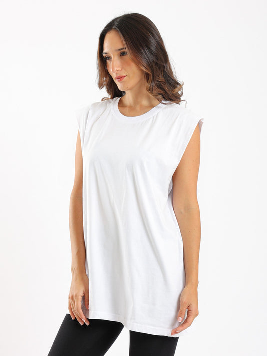 Unisex Oversized T-Shirt - Sleeveless - Plain Pattern