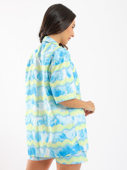 Beach Set - 2-Piece - Tie-Dye with Stripes