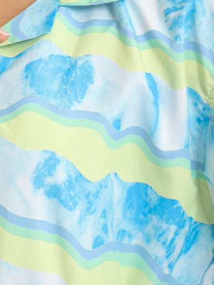 Unisex Beach Shirt - Tie-Dye with Stripes