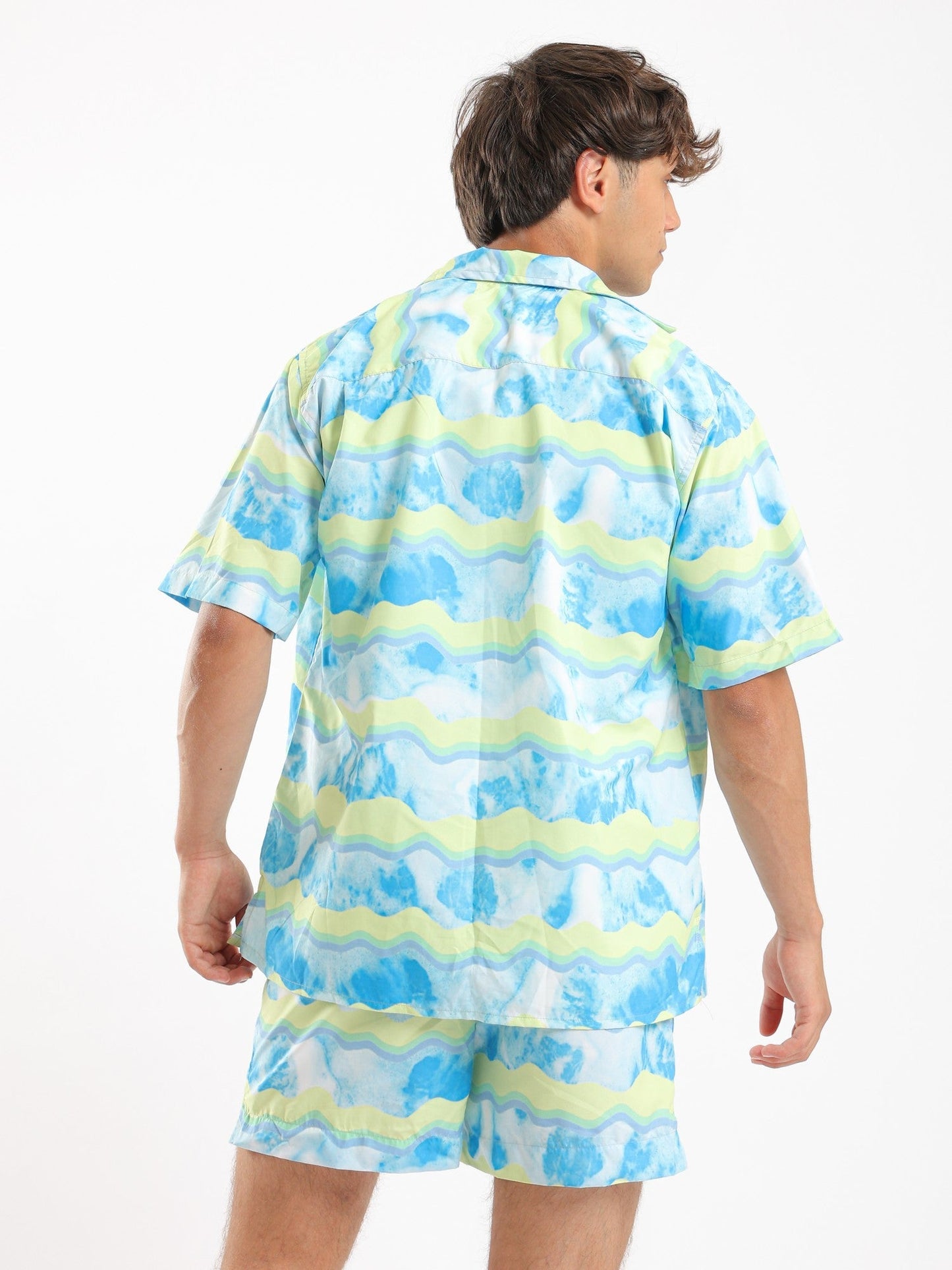 Unisex Beach Shirt - Tie-Dye with Stripes