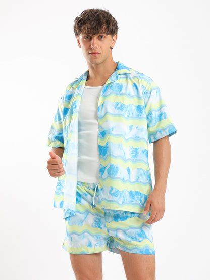 Beach Set - 2-Piece - Tie-Dye with Stripes