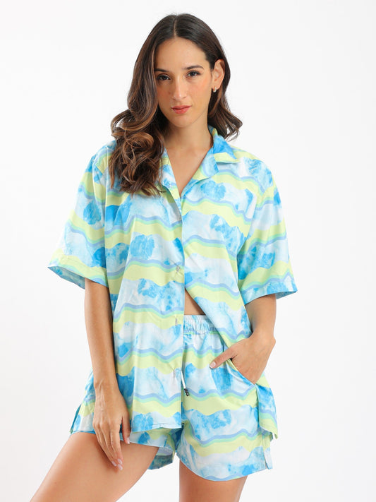 Beach Set - 2-Piece - Tie-Dye with Stripes