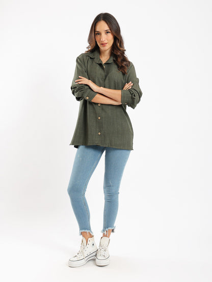 Flowy Shirt - Regular Fit - Long Sleeves