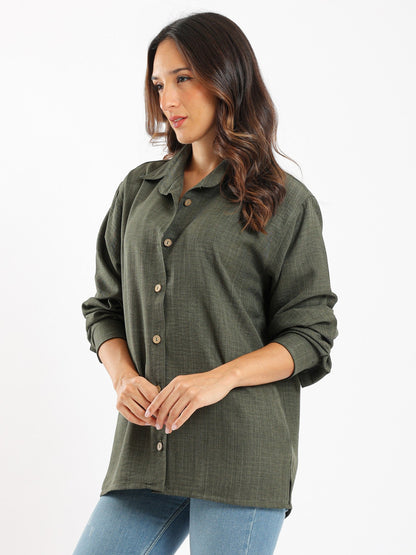 Flowy Shirt - Regular Fit - Long Sleeves