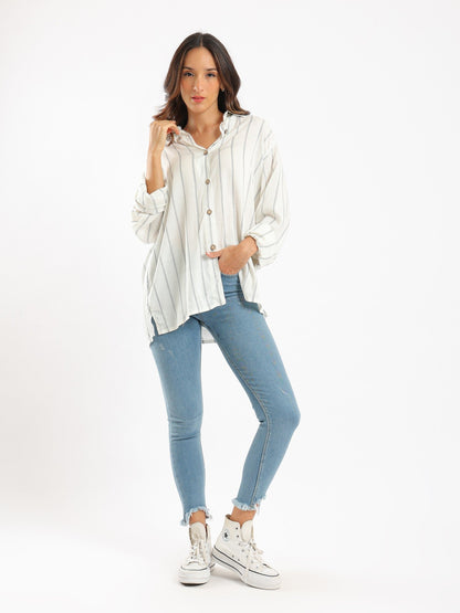 Flowy Shirt - Striped - Long Sleeves