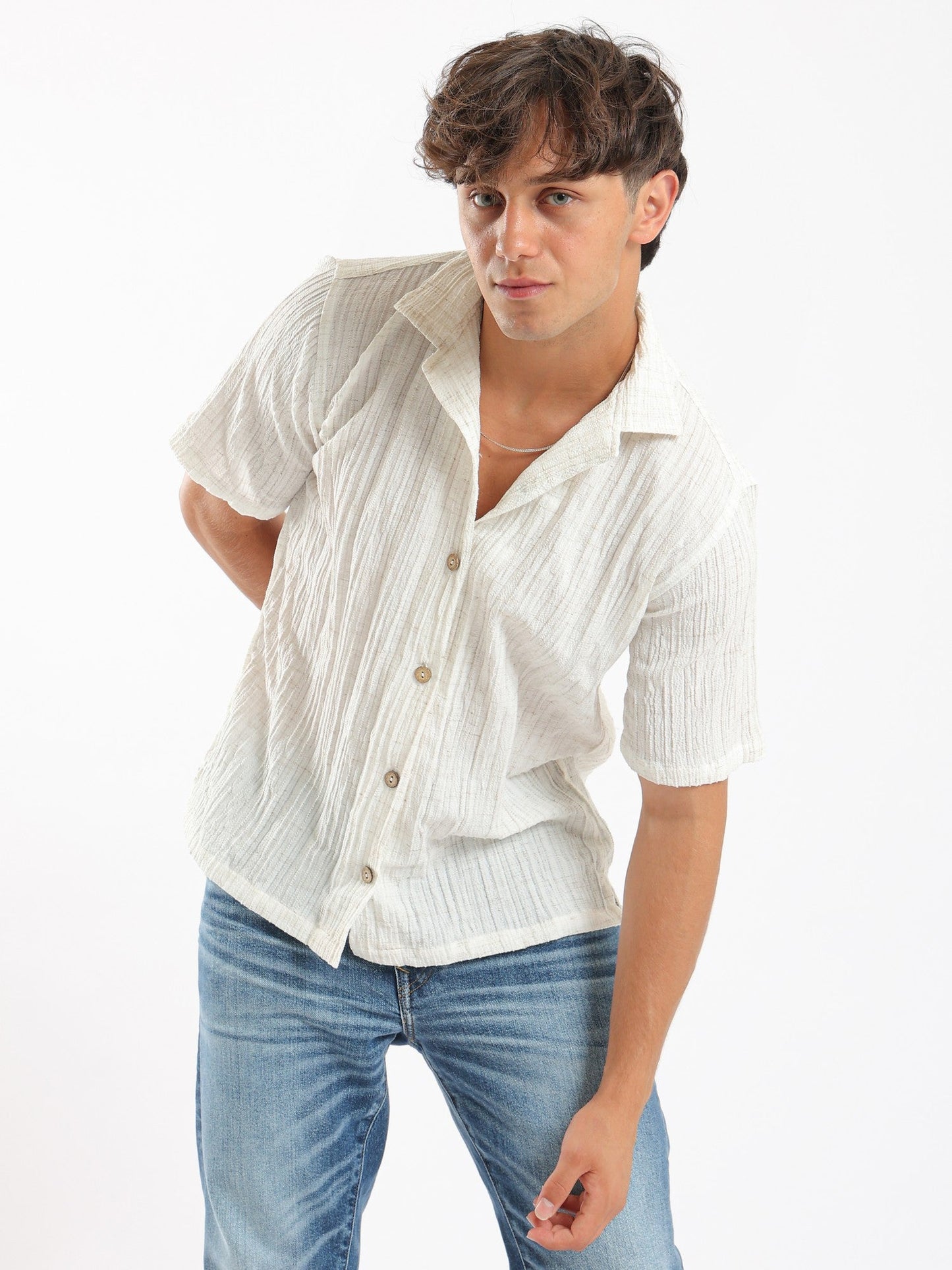 Unisex Shirt - Regular Fit - Linen Elasticated Material