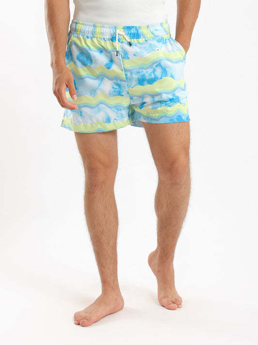 Unisex Swim Shorts - Tie-Dye with Stripes